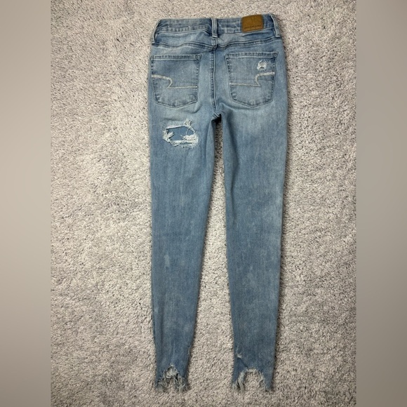 American Eagle Jeans Womens 0 Super High Rise Jegging Distressed Grunge Stretch - Picture 6 of 6